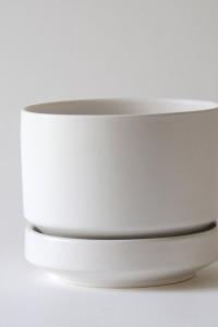 Arabia Finland Planter by Richard Lindh. White modernist Two-piece flower pot 