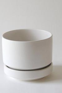 Arabia Finland Planter by Richard Lindh. White modernist Two-piece flower pot 