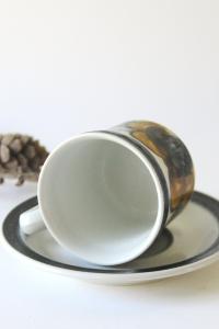 Inger Waage for Stavangerflint. SENJA Coffee Cup and saucer. Vintage Handpainted. Norwegian mid modern