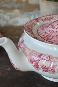 Teapot Pink Transferware by Wood & Sons. Beautiful Country Chic Tea pot Made in England. Collectible Woodsware