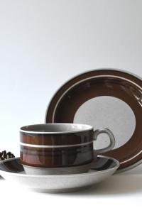 Rörstrand ISOLDE Tea Trio by Jackie Lynd. Large Cup Saucer and plate. Scandinavian modern Teacup set