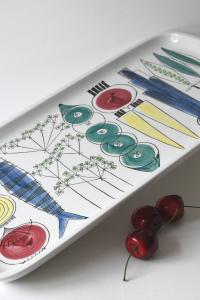 Rörstrand Picknick Serving tray by Marianne Westman. Scandinavian Mid-century modern. Large handpainted Swedish design