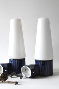 Sigvard Bernadotte for IFÖ. Bathroom Lamps from the Blue Color Palette. Scandinavian mid century lighting