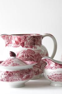 Pink Transferware by Wood & Sons. Sugar and Creamer. Beautiful Country Chic. Collectible Woodsware