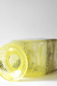 Art Glass Vase by John Orwar Lake for Ekenäs Sweden. Yellow Swirl and bubble glass Vase. Signed 