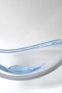 Per Lutken for Holmegaard. THULE Swirl bowl. Aqua blue crystal. Scandinavian modern Art glass 