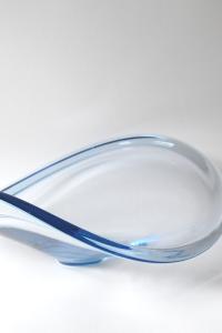 Per Lutken for Holmegaard. THULE Swirl bowl. Aqua blue crystal. Scandinavian modern Art glass 