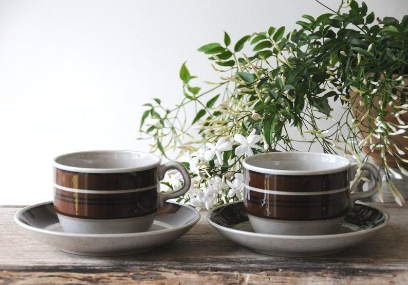 Rörstrand ISOLDE Tea Trio by Jackie Lynd. Large Cup Saucer and plate. Scandinavian modern Teacup set