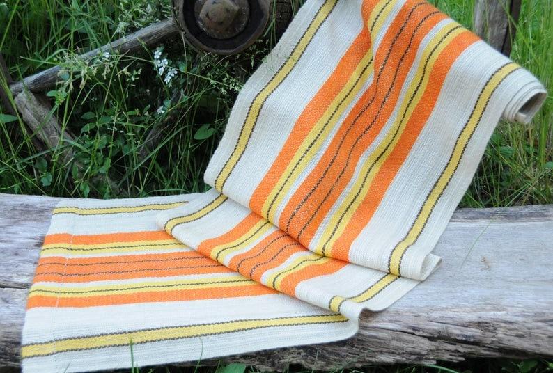 Swedish Table Runner. Traditional Textile craft. Handwoven Linen Scandinavian Mid century modern home decor