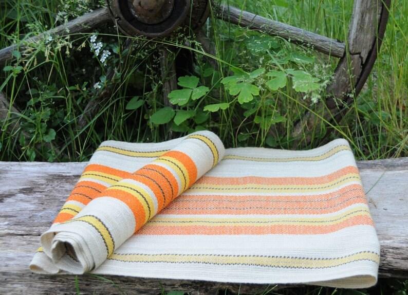 Swedish Table Runner. Traditional Textile craft. Handwoven Linen Scandinavian Mid century modern home decor