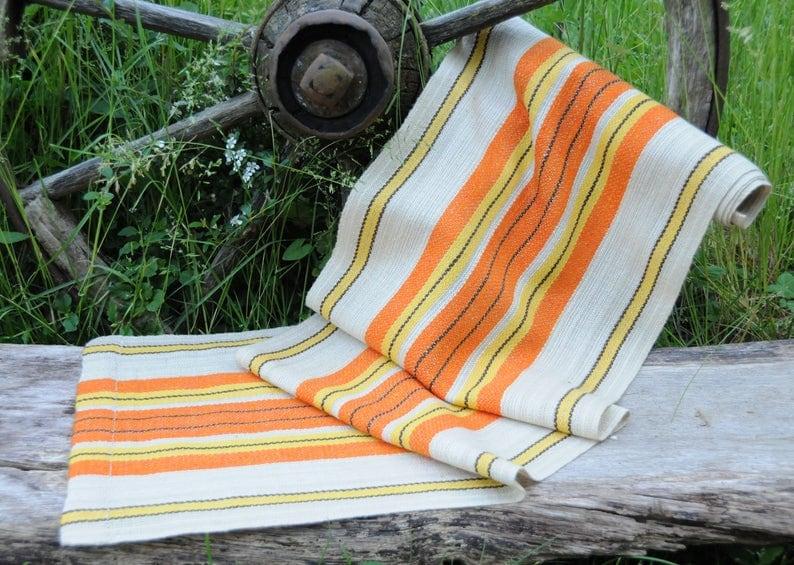 Swedish Table Runner. Traditional Textile craft. Handwoven Linen Scandinavian Mid century modern home decor