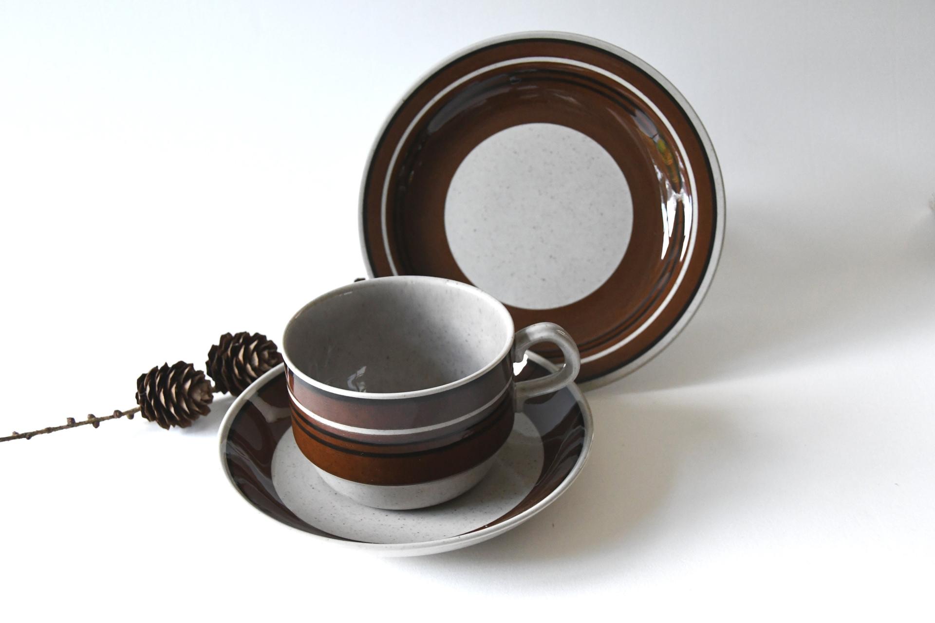 Rörstrand ISOLDE Tea Trio by Jackie Lynd. Large Cup Saucer and plate. Scandinavian modern Teacup set