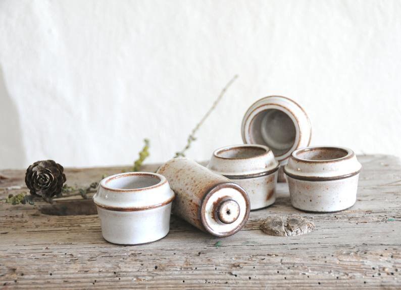 Set of four egg cups. Danish Modern Stoneware - Stogo. Design by Herluf Gottschalk-Olsen 