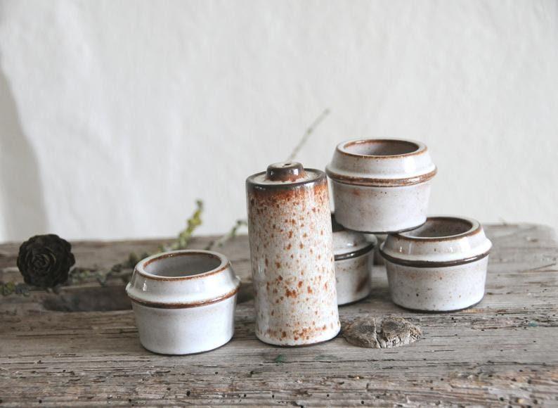 Set of four egg cups. Danish Modern Stoneware - Stogo. Design by Herluf Gottschalk-Olsen 