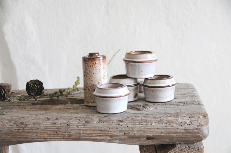 Set of four egg cups. Danish Modern Stoneware - Stogo. Design by Herluf Gottschalk-Olsen 