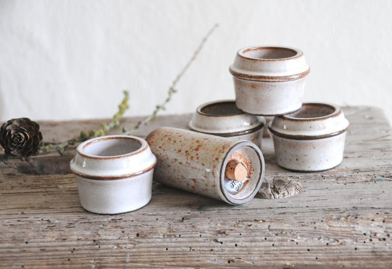 Set of four egg cups. Danish Modern Stoneware - Stogo. Design by Herluf Gottschalk-Olsen 