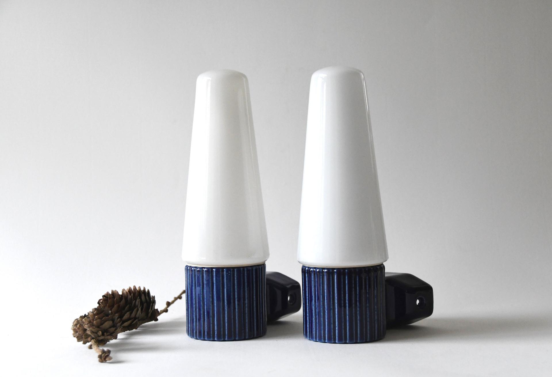 Sigvard Bernadotte for IFÖ. Bathroom Lamps from the Blue Color Palette. Scandinavian mid century lighting