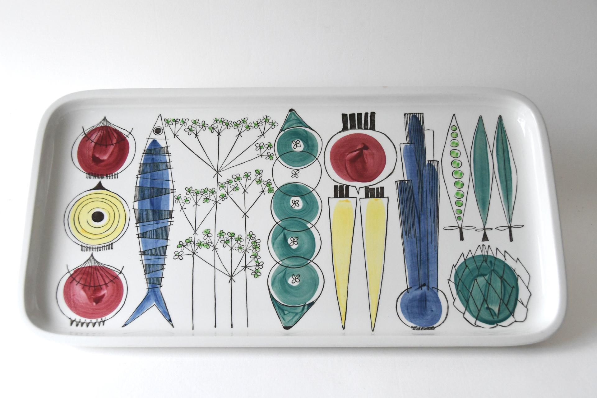 Rörstrand Picknick Serving tray by Marianne Westman. Scandinavian Mid-century modern. Large handpainted Swedish design