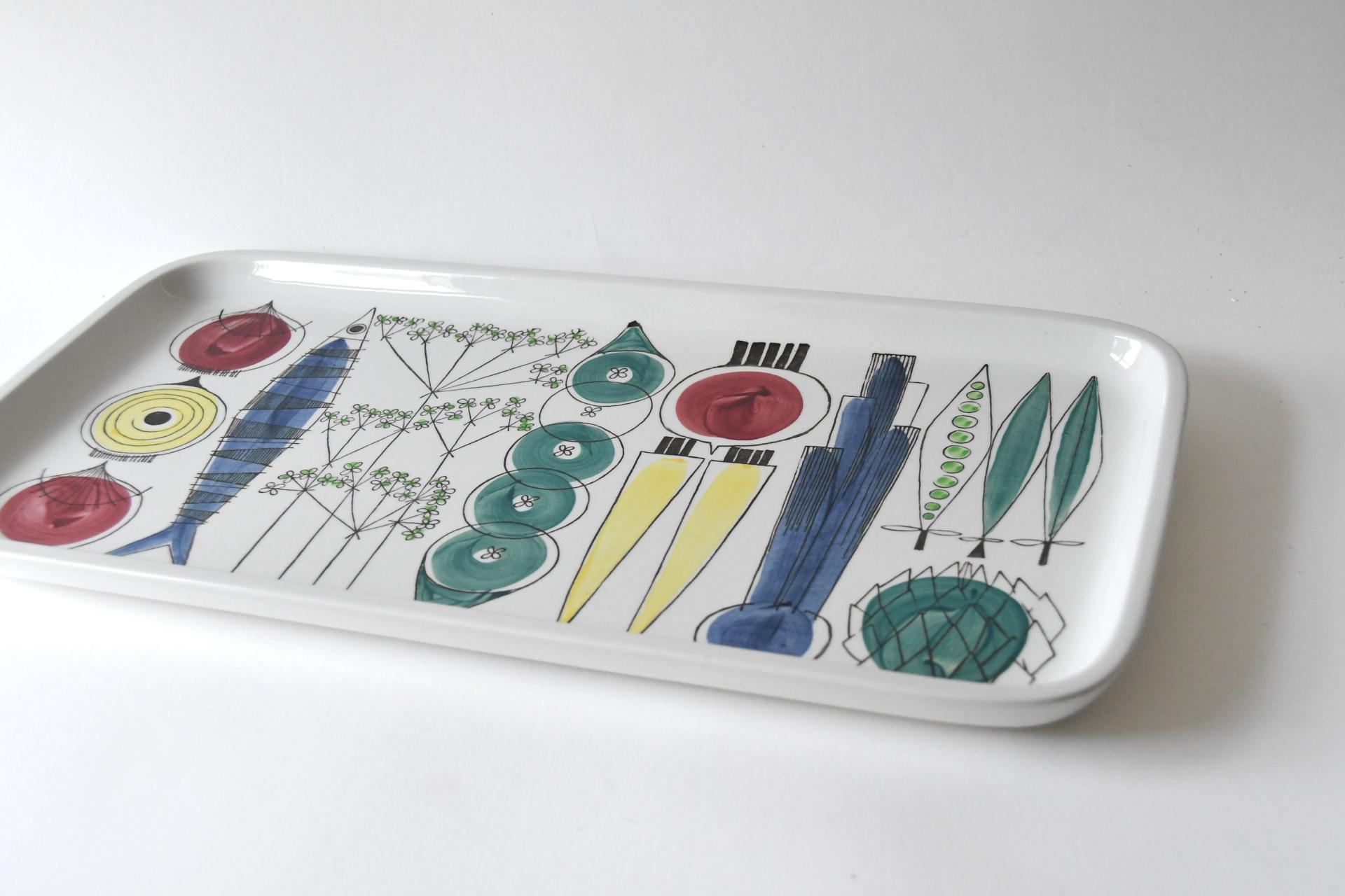 Rörstrand Picknick Serving tray by Marianne Westman. Scandinavian Mid-century modern. Large handpainted Swedish design