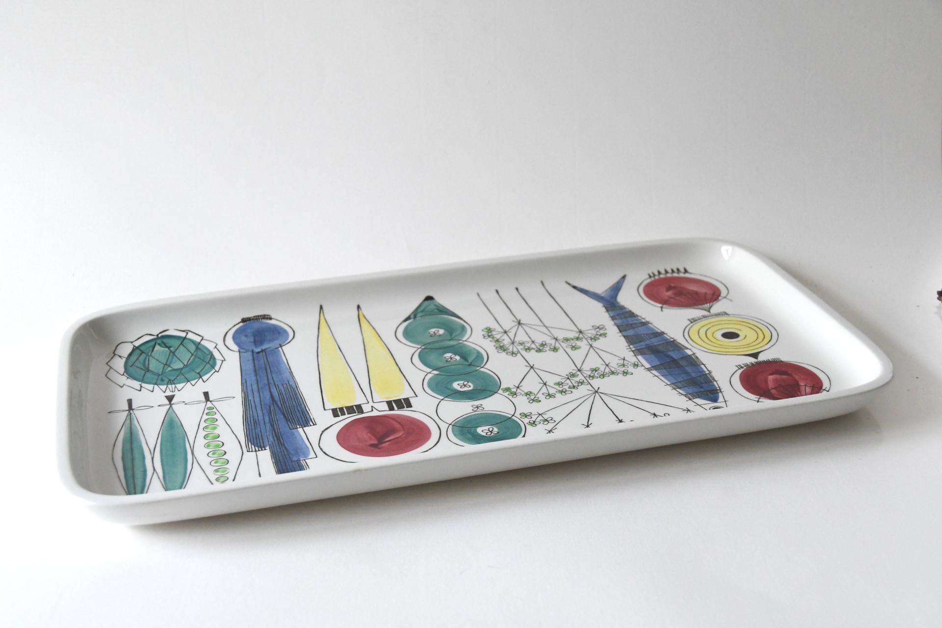 Rörstrand Picknick Serving tray by Marianne Westman. Scandinavian Mid-century modern. Large handpainted Swedish design