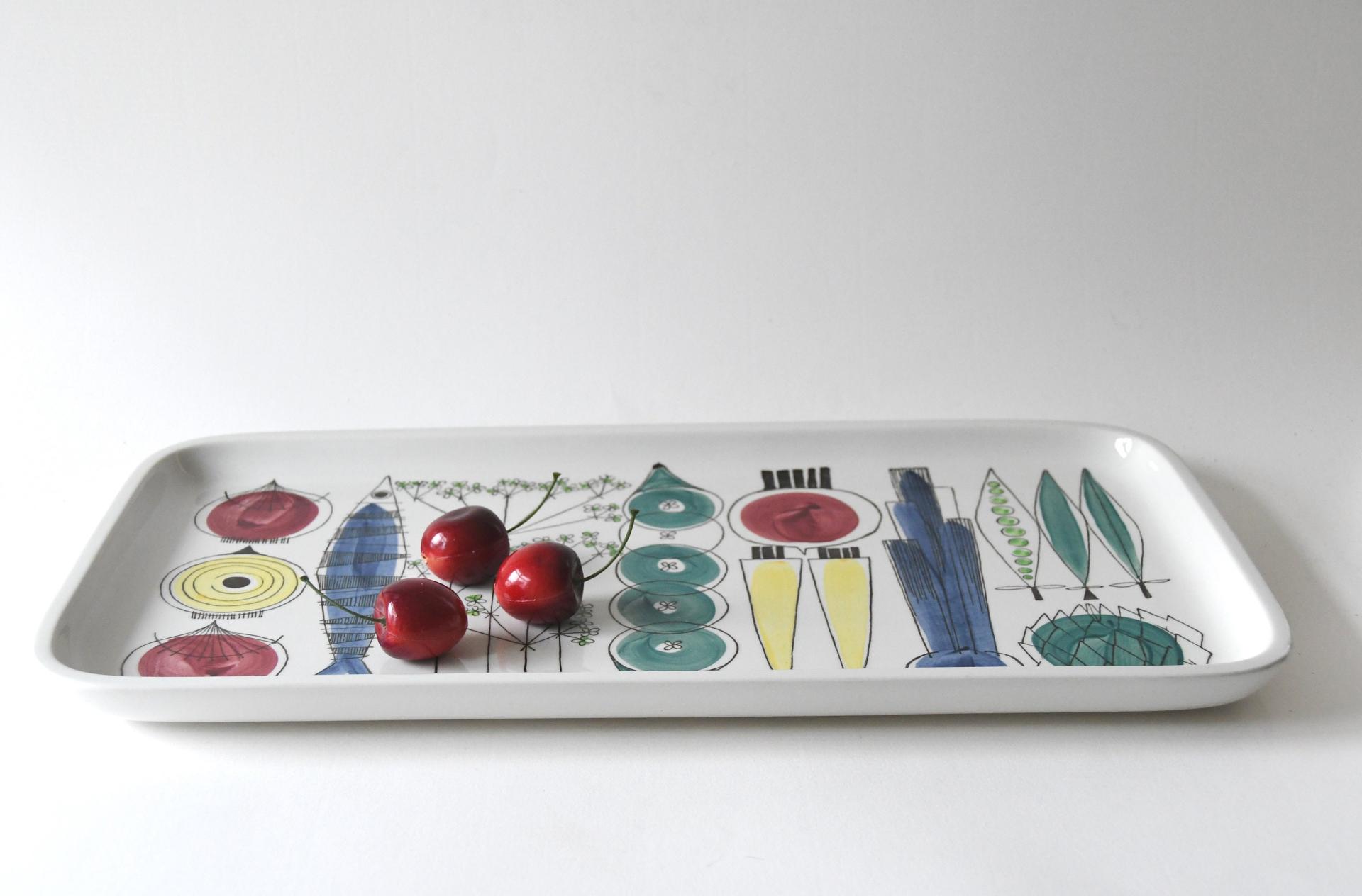 Rörstrand Picknick Serving tray by Marianne Westman. Scandinavian Mid-century modern. Large handpainted Swedish design