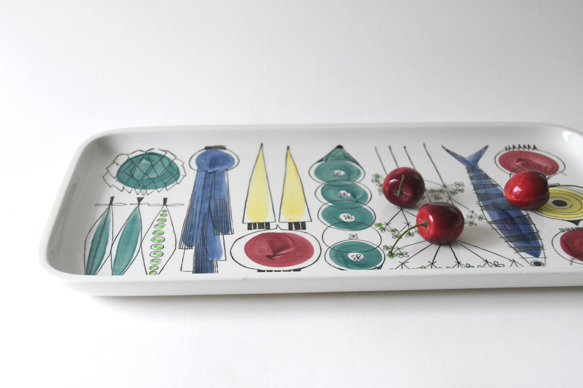 Rörstrand Picknick Serving tray by Marianne Westman. Scandinavian Mid-century modern. Large handpainted Swedish design