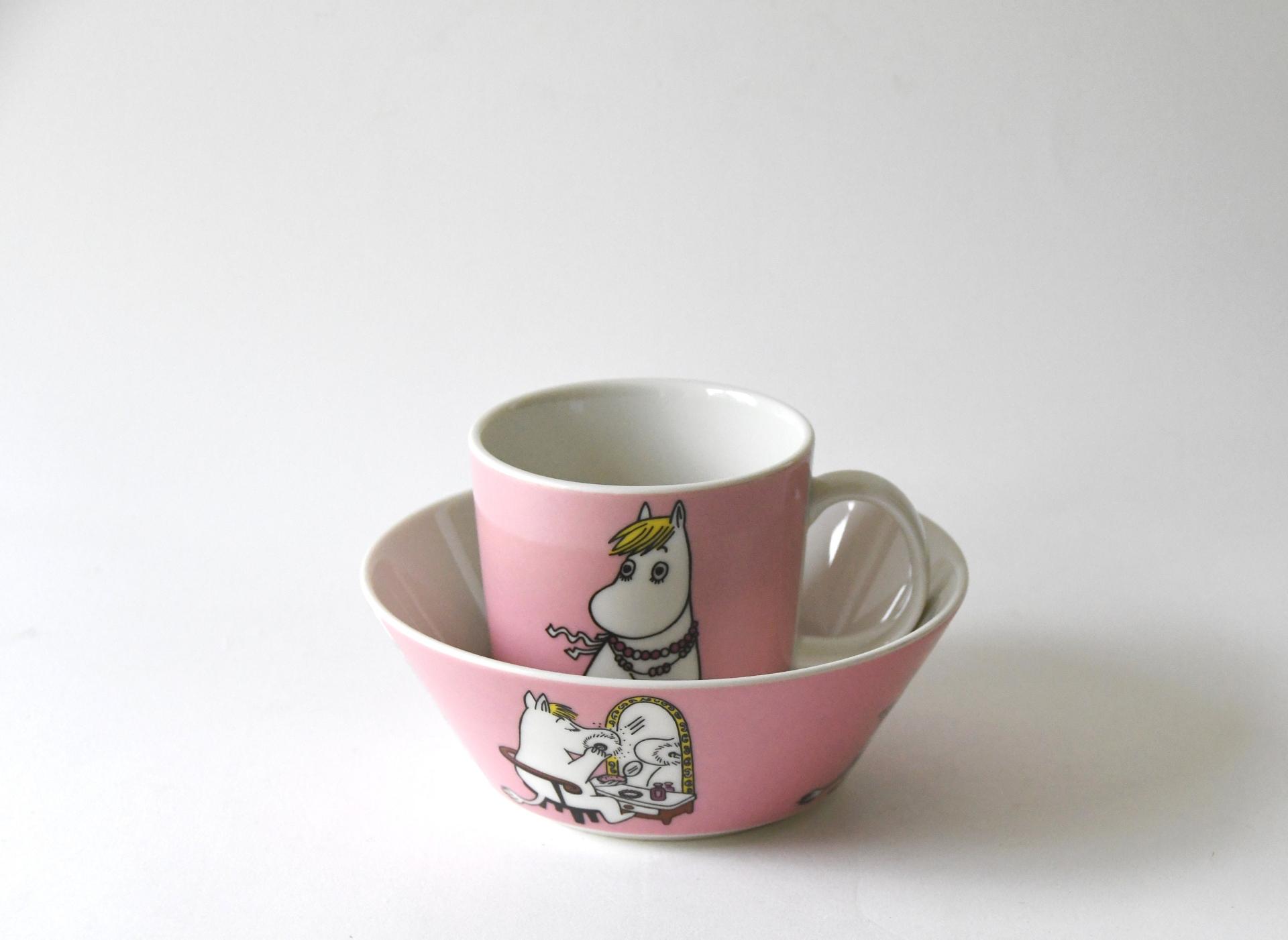 Arabia Finland Moomin. Mug and Bowl. Moomins by Tove Jansson. Snorkmaiden Cup and Cereal bowl 